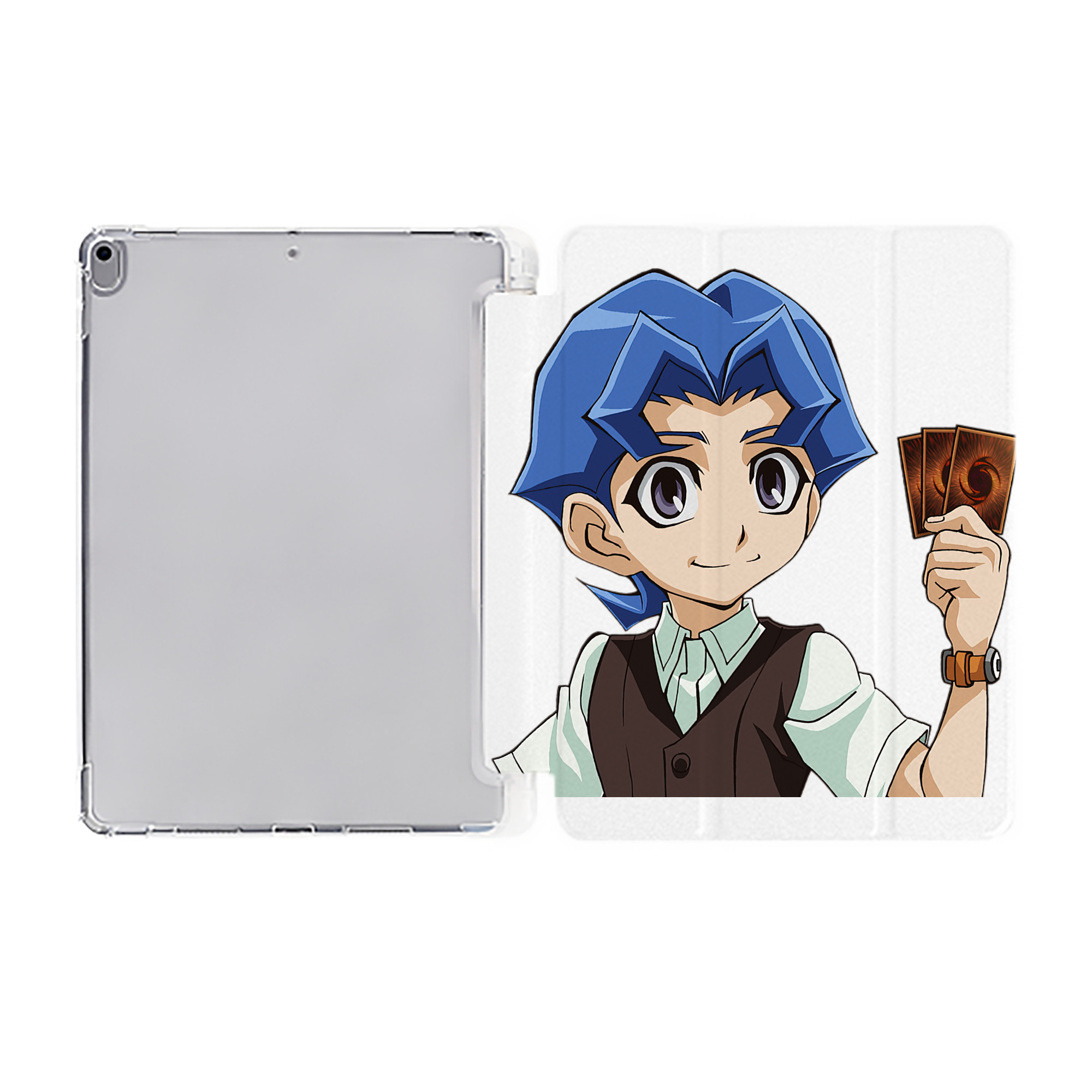 （画像用） 遊☆戯☆王 Yu-Gi-Oh! IPad ケース ペン収納付き 三つ折りスタンド PUレザー×シリコン 対応機種9.5/10.5/10.9インチ